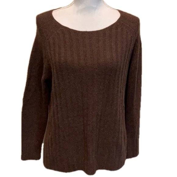 360 Cashmere Brown Sweater Boat Neck Crop Cashmere - Picture 1 of 6